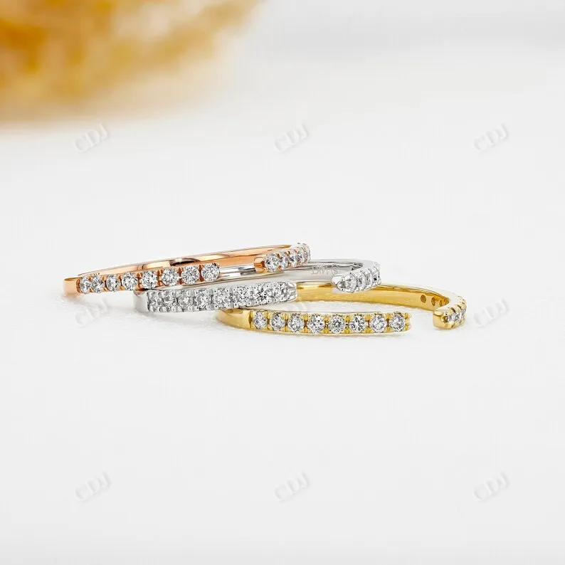 0.16CTW Round Diamond Open Shank Wedding Band