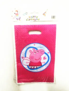 10pcs/lot cartoon peppa pig disposable plastic gift candy bag kids birthday party supplies baby shower loot bags about 16*26cm