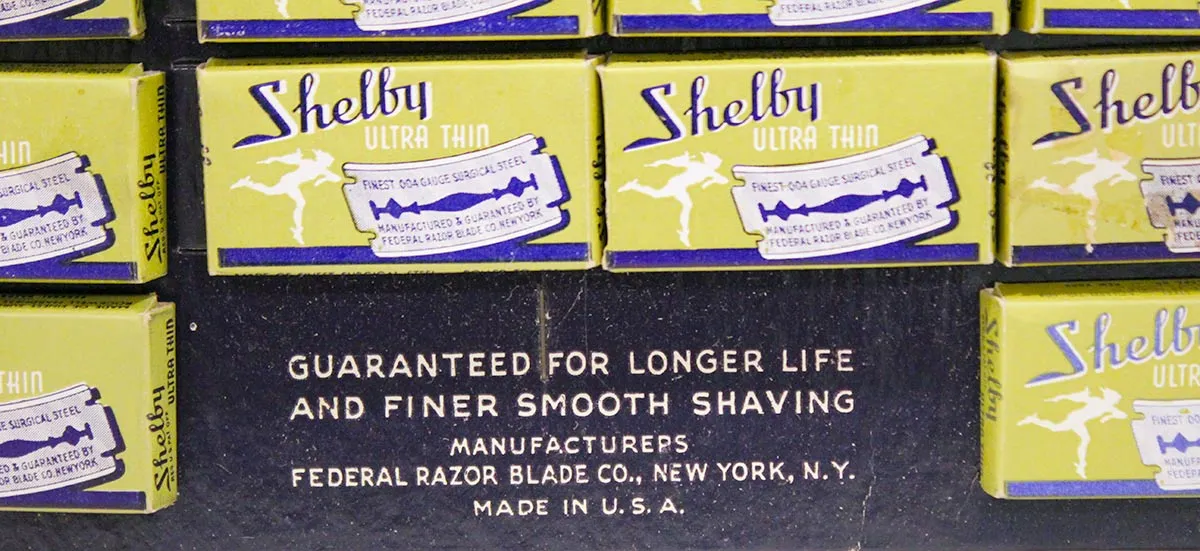 1930s ART DECO SHELBY RAZOR BLADE STORE COUNTERTOP ADVERTISING DISPLAY MINT NOS