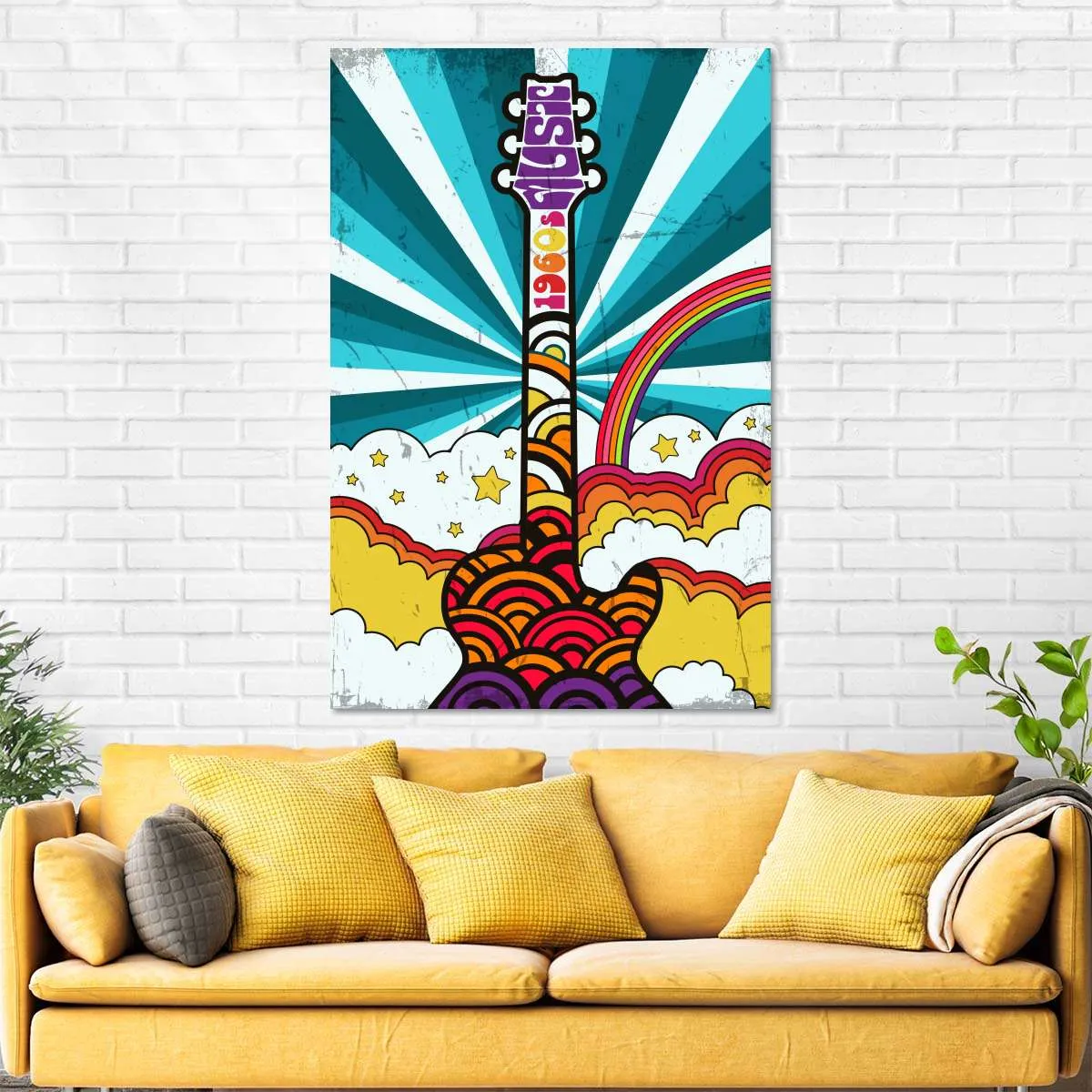 1960s Guitar Music Wall Art