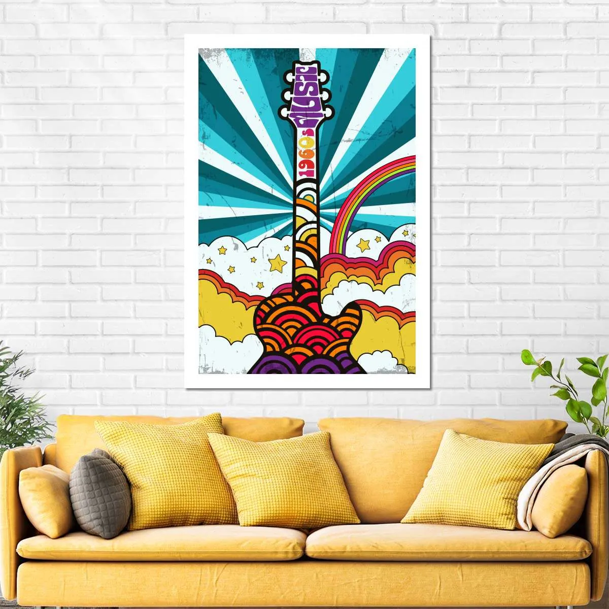 1960s Guitar Music Wall Art