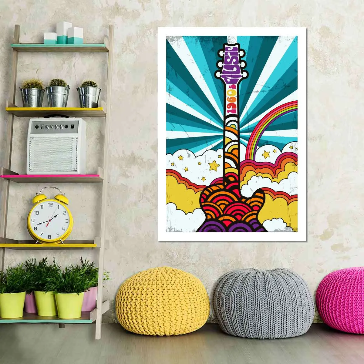 1960s Guitar Music Wall Art