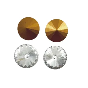 2 Swarovski Crystal AB 1122 Rivolis 16mm - Gold Foil Back Austrian