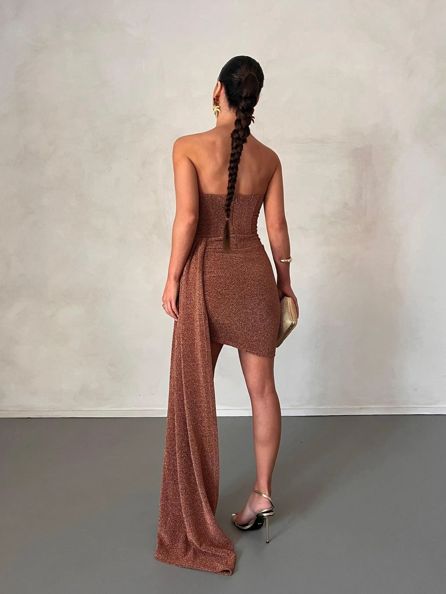 Alia Mini Dress - Bronze Gold Foil