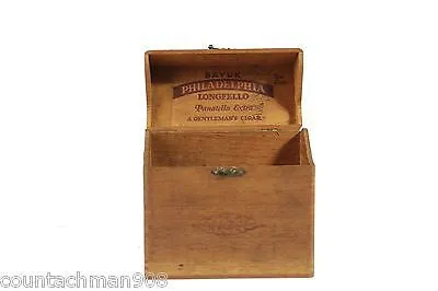 Bayuk Philadelphia Longfellow Wood Dovetailed Hinged Cigar Advertising Box 1920s