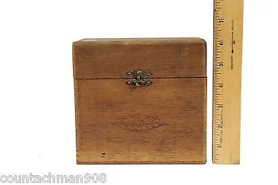 Bayuk Philadelphia Longfellow Wood Dovetailed Hinged Cigar Advertising Box 1920s