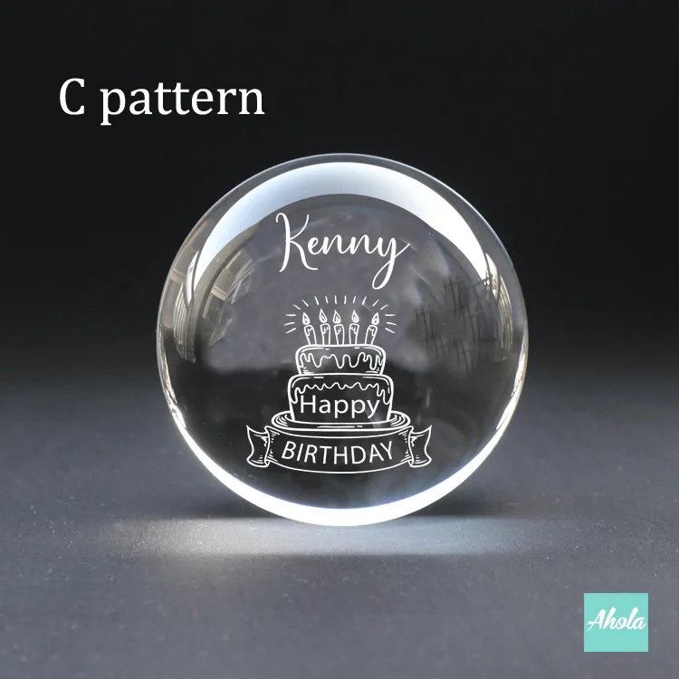 【Birthday Wish】Laser Engraved Crystal Ball and Wood Music Box 刻字生日水晶球音樂盒