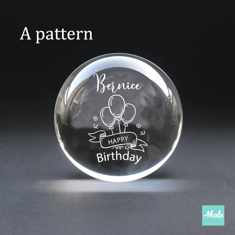 【Birthday Wish】Laser Engraved Crystal Ball and Wood Music Box 刻字生日水晶球音樂盒