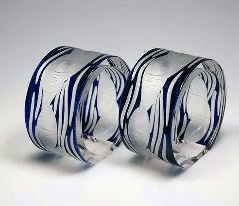 Bohemian Crystal Hand-Engraved Napkin Rings