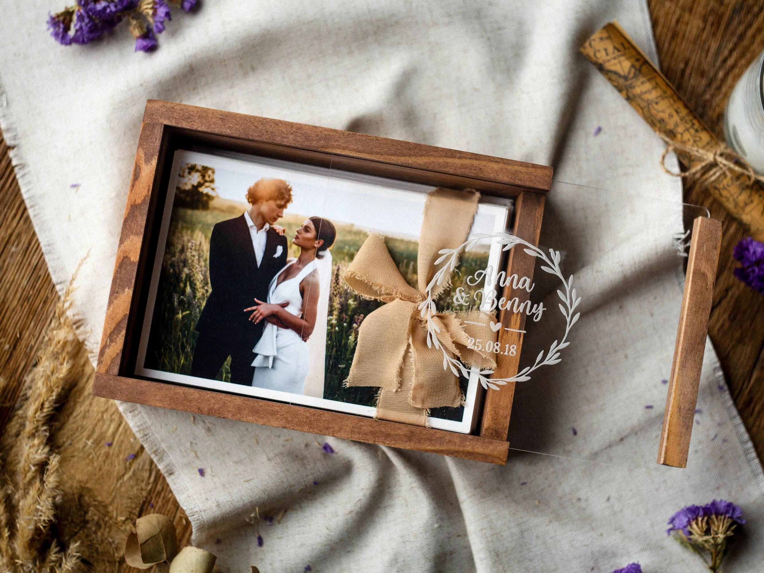 Bridal Shower Gift - Personalized Wedding Wooden Photo Box