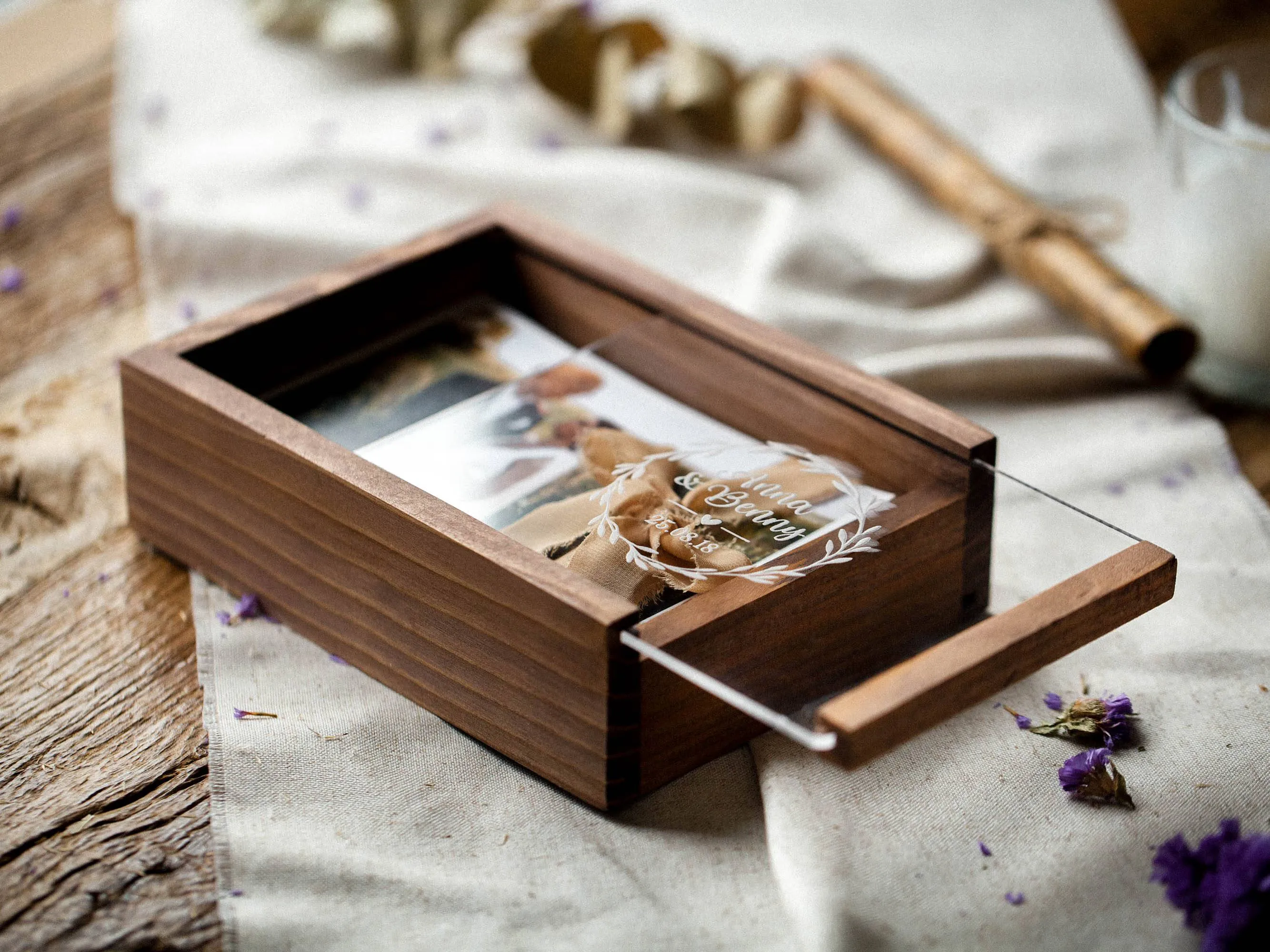 Bridal Shower Gift - Personalized Wedding Wooden Photo Box