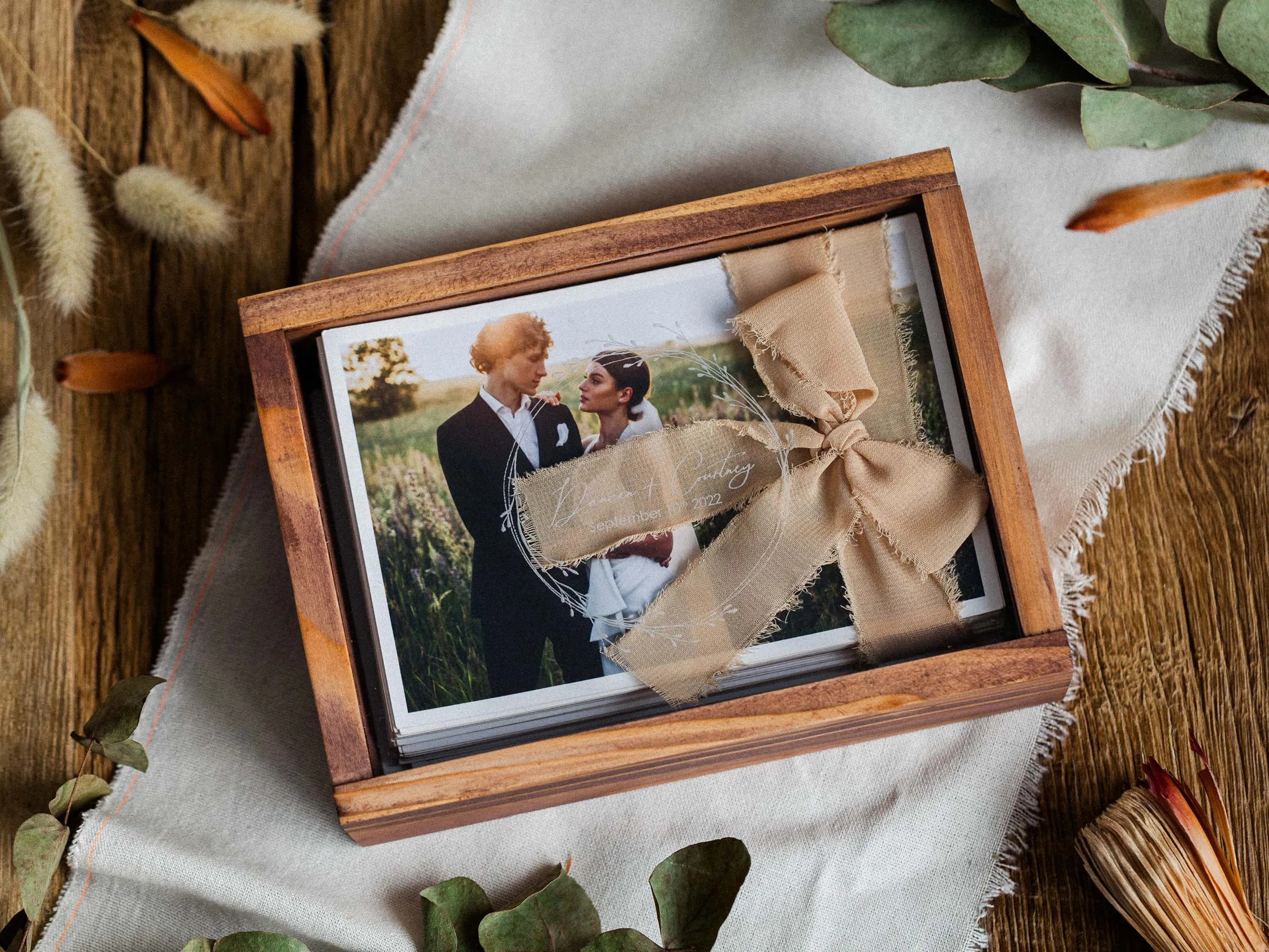 Bridal Shower Gift - Personalized Wedding Wooden Photo Box