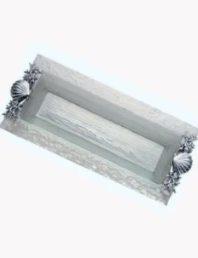 Bubbling Waters Glass Coastal Serving Tray