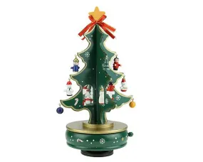 Christmas Tree Rotating Wooden Music Box