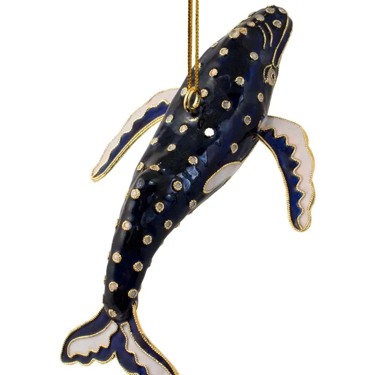 Cloisonné Humpback Whale 2-Pc. Ornament Set