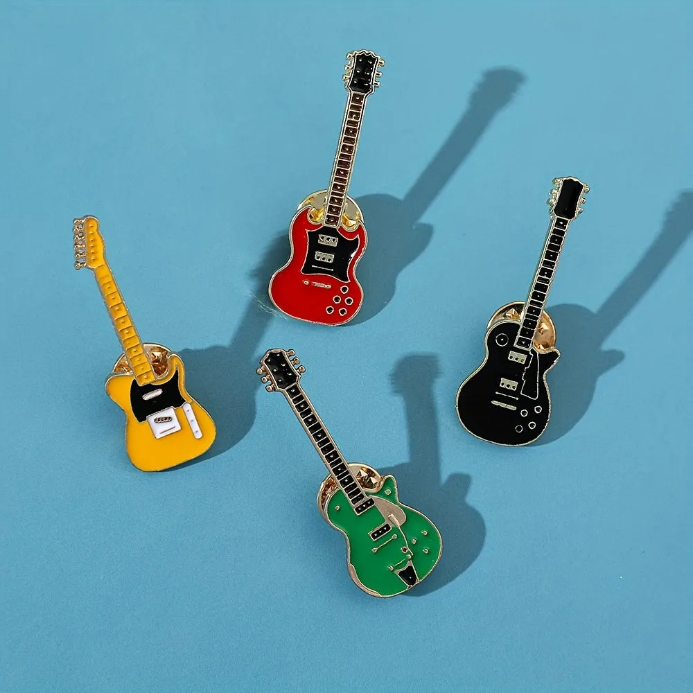 Creative Guitar Shaped Brooch Pin for Clothing and Accessories