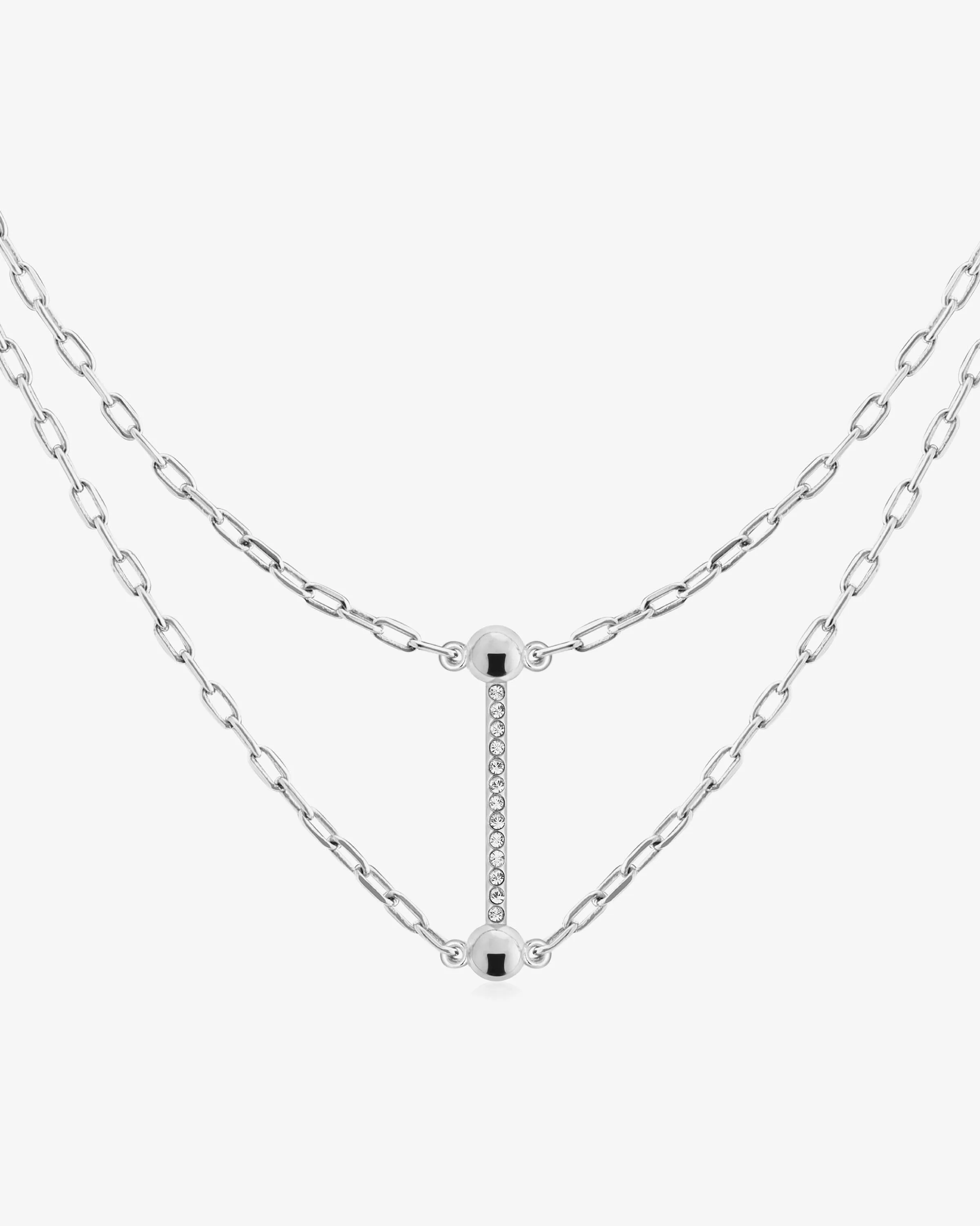 Crystal Music Bar Chain Necklace - Silver