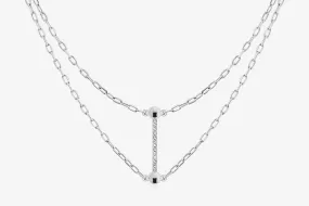 Crystal Music Bar Chain Necklace - Silver