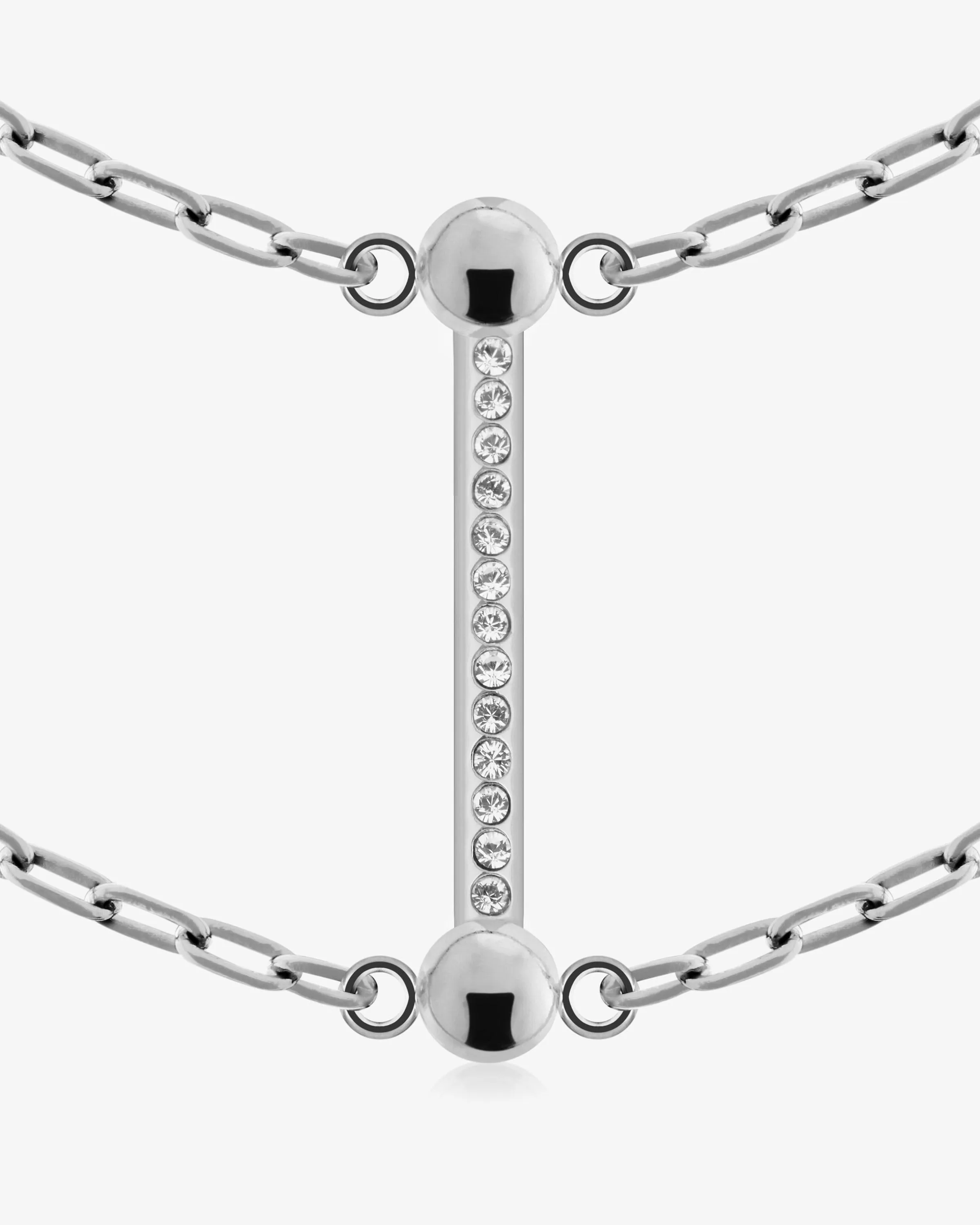 Crystal Music Bar Chain Necklace - Silver