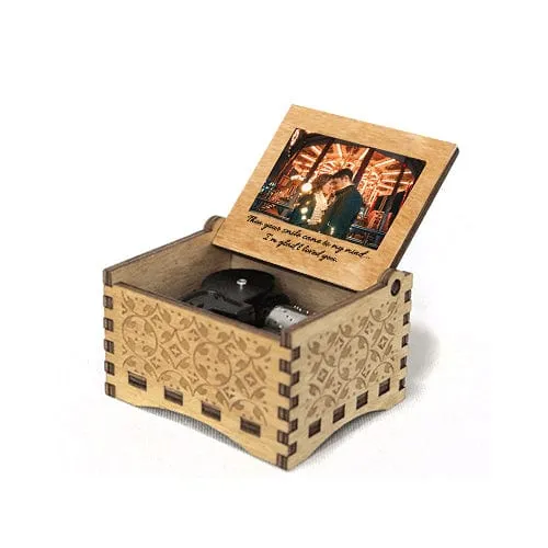 Custom Couple Photo Wooden Music Box Put Your Picture on Music Box