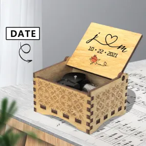 Custom Date Love Mom Wooden Music Box Put Your Text on Music Box