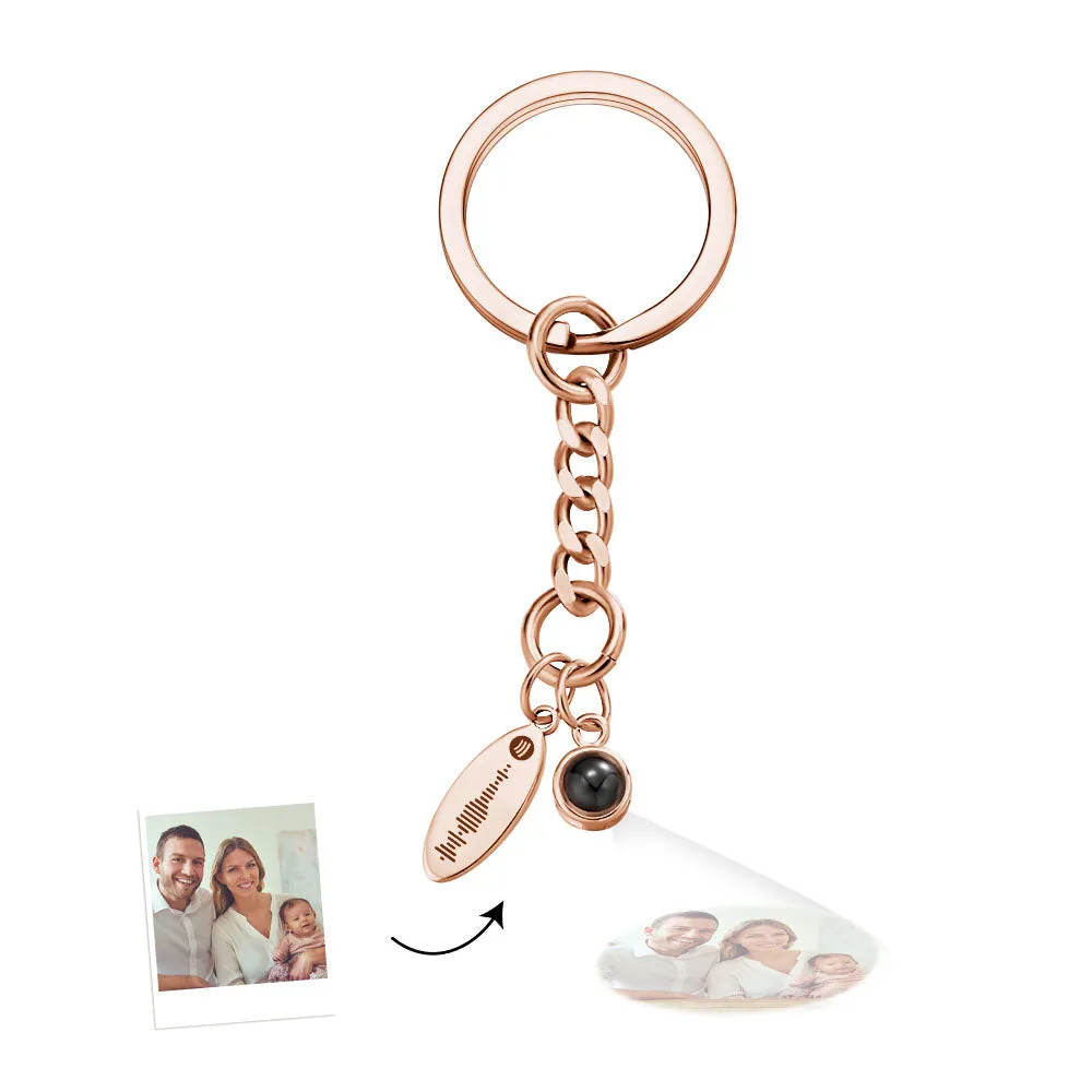 Custom Photo Projection Scannable Spotify Code Keychain Personalized Photo Music Keyring Anniversary Gifts