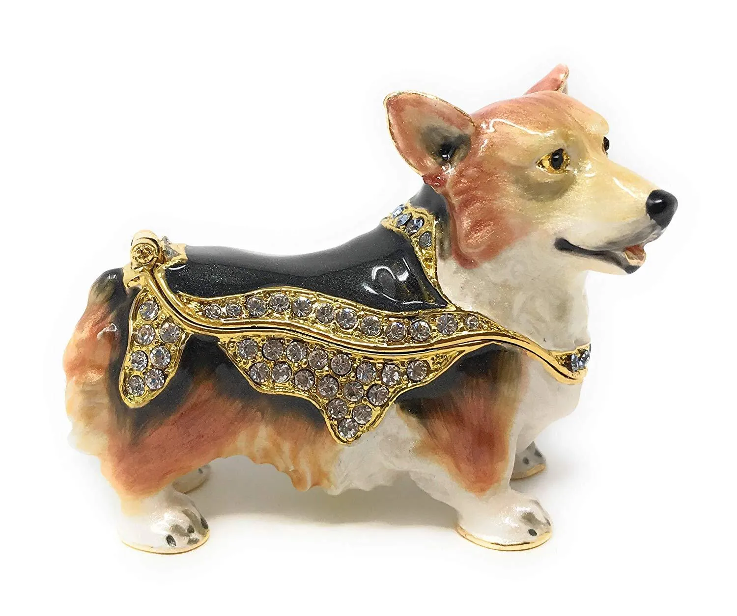 Enameled Pembroke Welsh Corgi Trinket Box