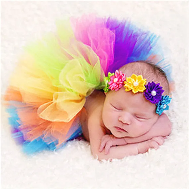 Free Shipping Newborn Photography Props Infant Costume Outfit Princess Skirt Handmade Crochet Beaded Cap Headband Baby Girl Dres