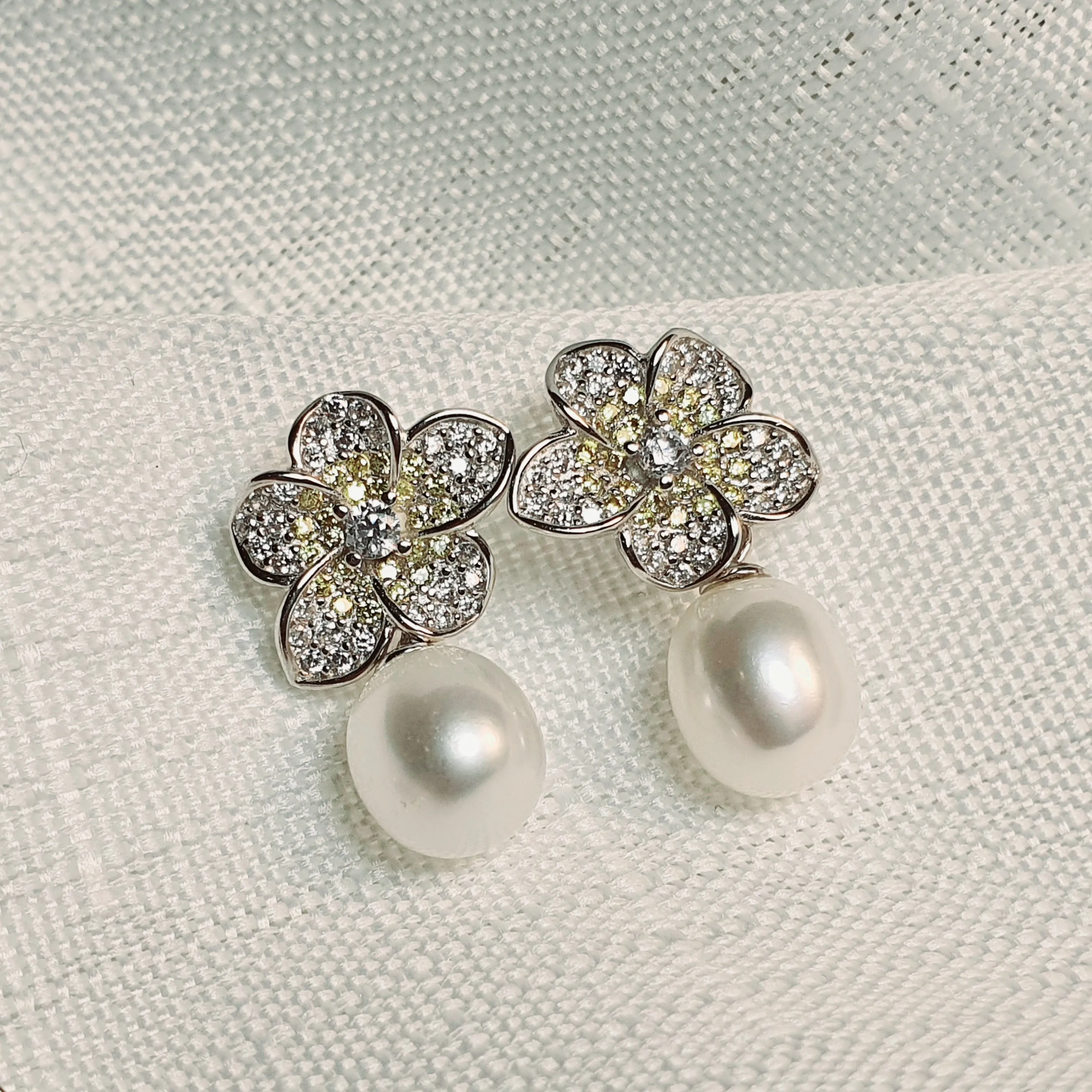 Freshwater Pearl Flower Jewellery Set, Sterling Silver