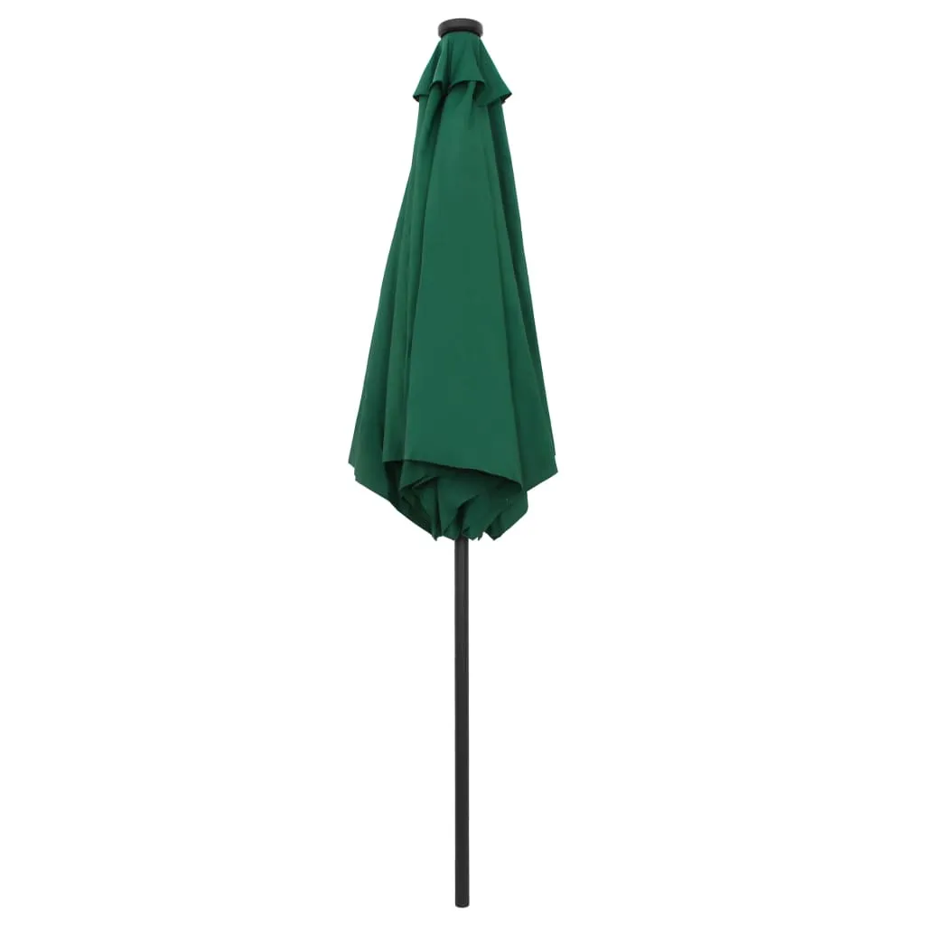 Garden Parasol with LED Lights and Aluminium Pole 270 cm Green