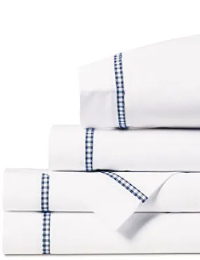 Gingham Charm Navy Trim Cotton Sheet Set