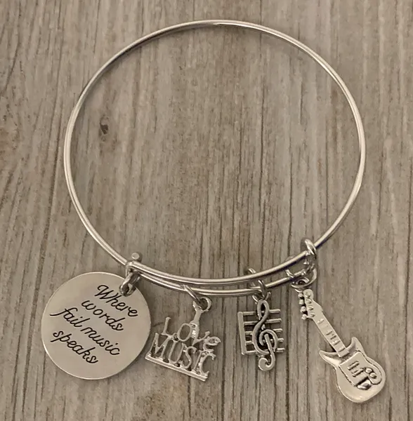 Guitar Bracelet - Where Words Fail Music Speaks Bangle