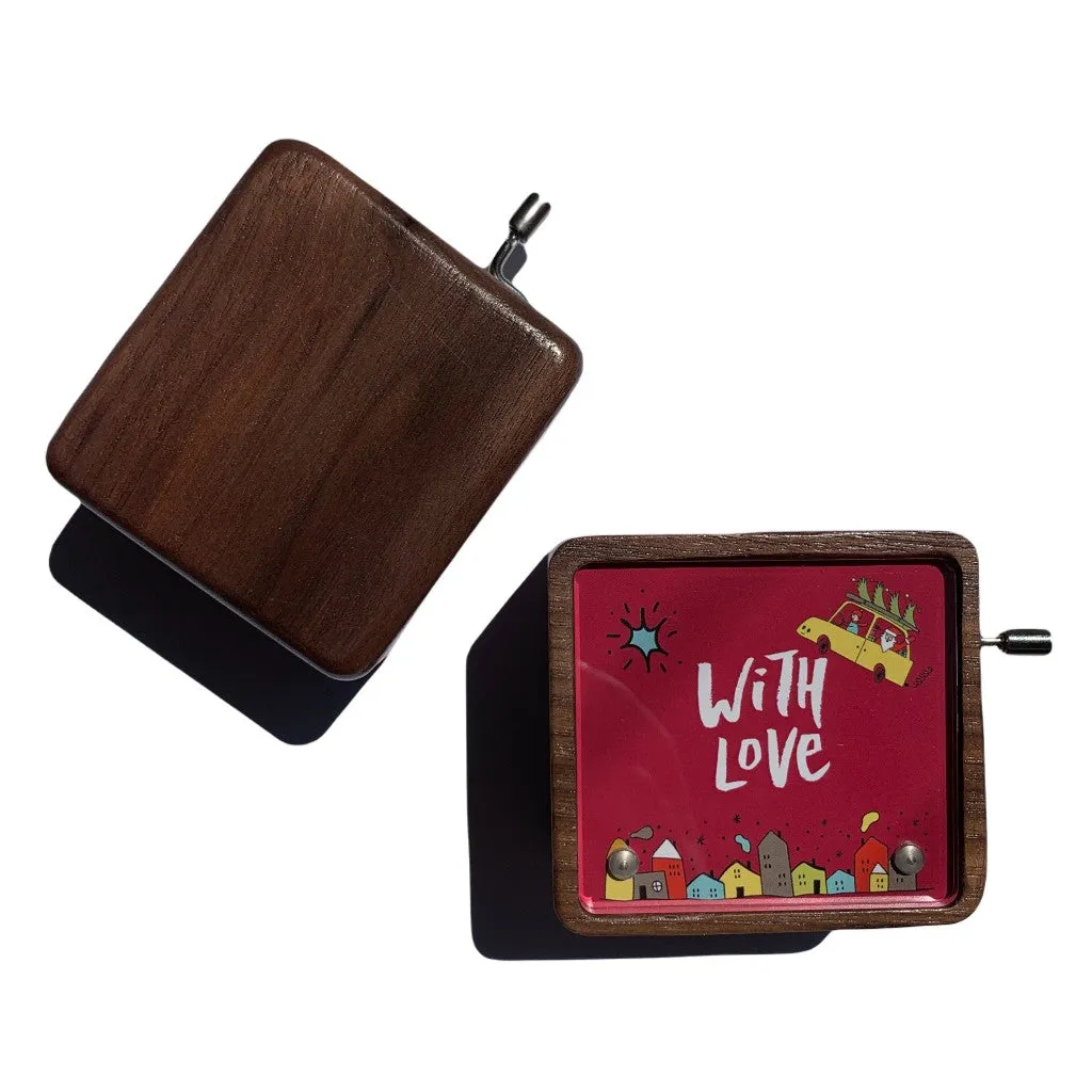 Hand Crank Wooden Music Box with Photo Frame (20  Tunes Available)