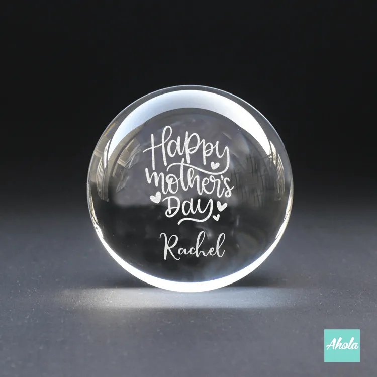 【Happy Mother's Day】Laser Engraved Crystal Ball and Wood Music Box 刻字水晶球音樂盒