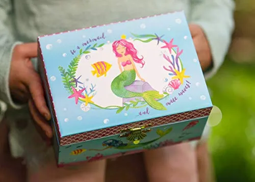 Jewelkeeper Mermaid Musical Jewelry Box, Underwater Design with Narwhal, Over the Waves