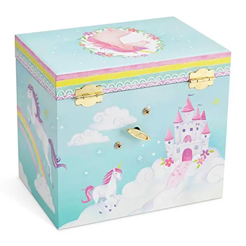 Jewelkeeper Unicorn and Rainbow Musical Jewelry Box with 2 Pullout Drawers, The Unicorn