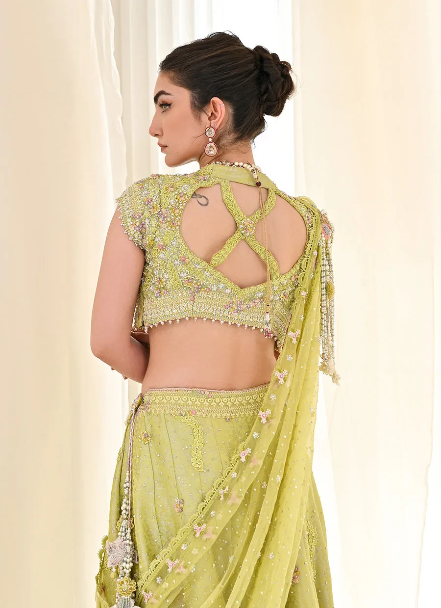 Kiki Kiwi Lengha Choli with Draped Dupatta