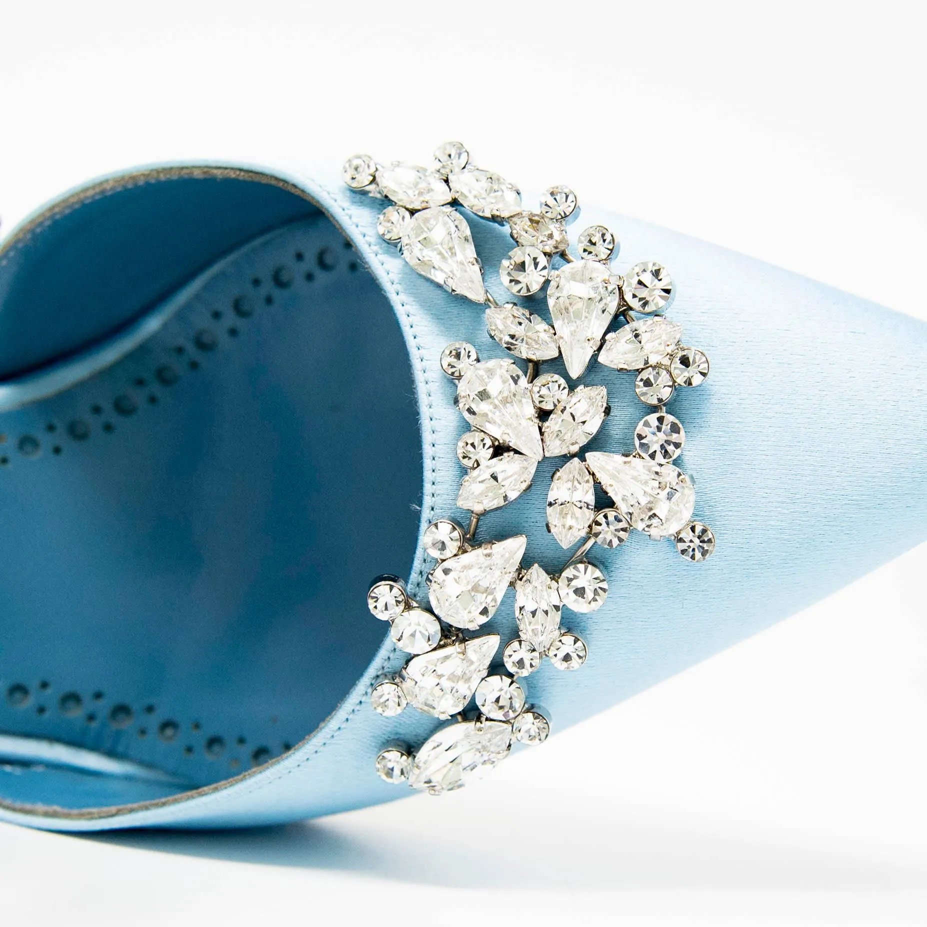 Manolo Blahnik Blue Lurum Jewel Mule 36