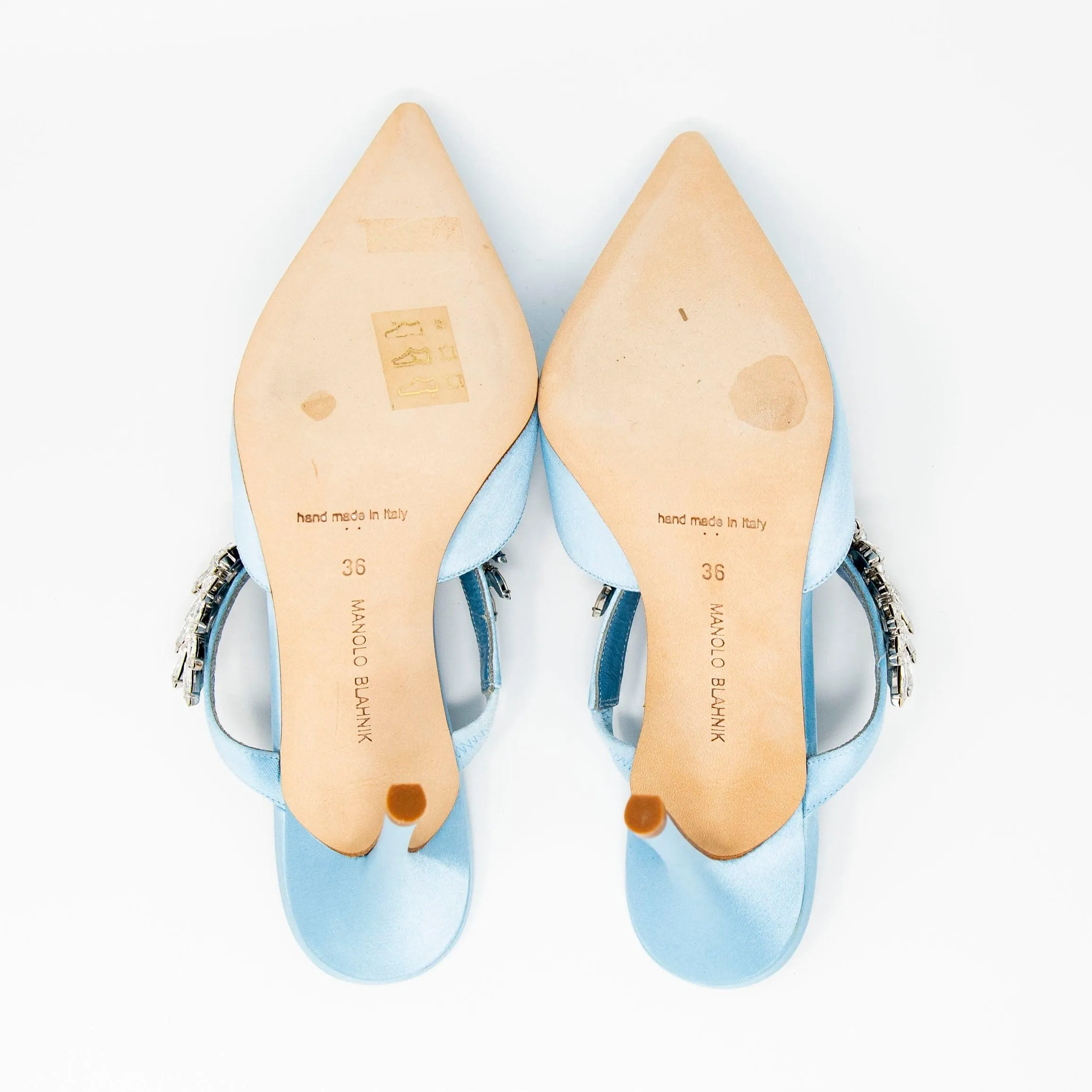 Manolo Blahnik Blue Lurum Jewel Mule 36