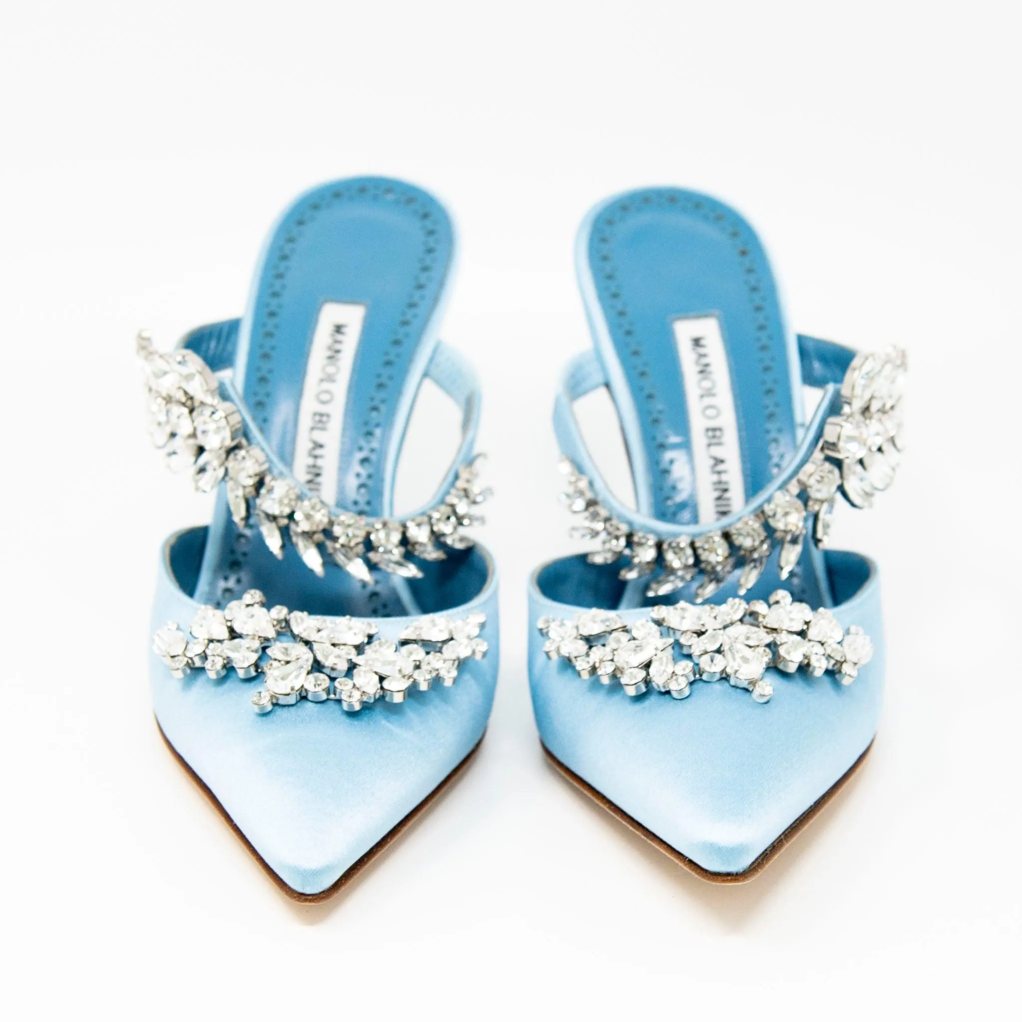 Manolo Blahnik Blue Lurum Jewel Mule 36