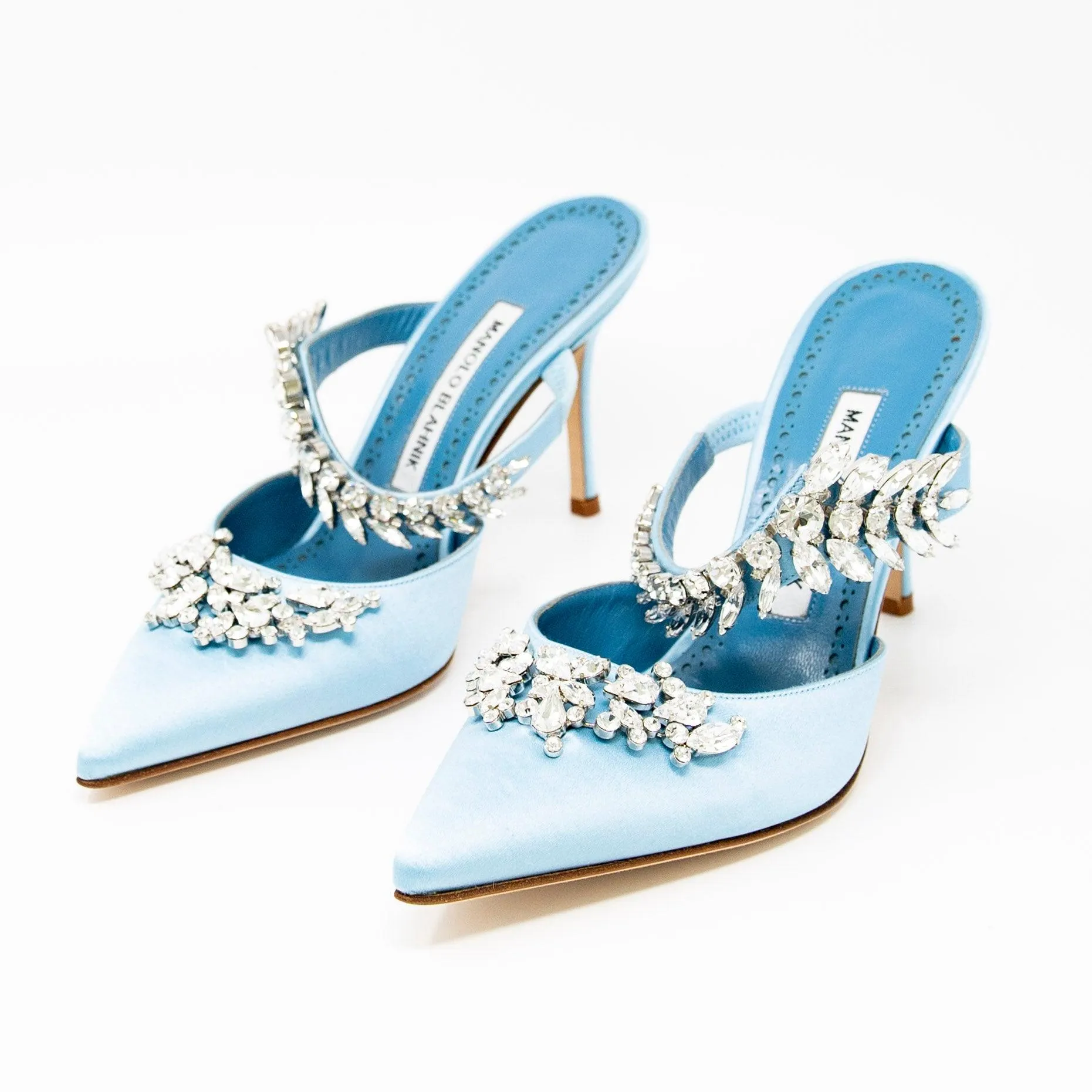 Manolo Blahnik Blue Lurum Jewel Mule 36