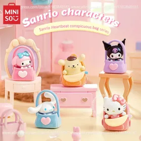 MINISO Blind Box Cute Sanrio Heartbeat Conspicuous Bag Series – Kawaii Doll Ornaments and Cartoon Model Toys