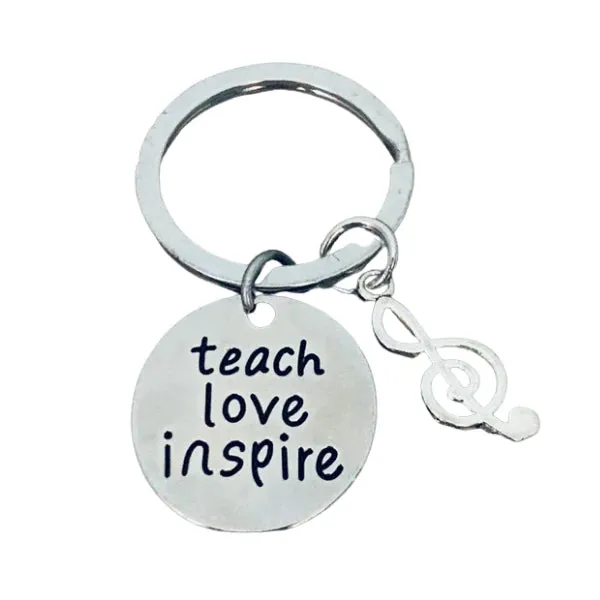 Music Teacher Keychain- Teach Learn Inspire