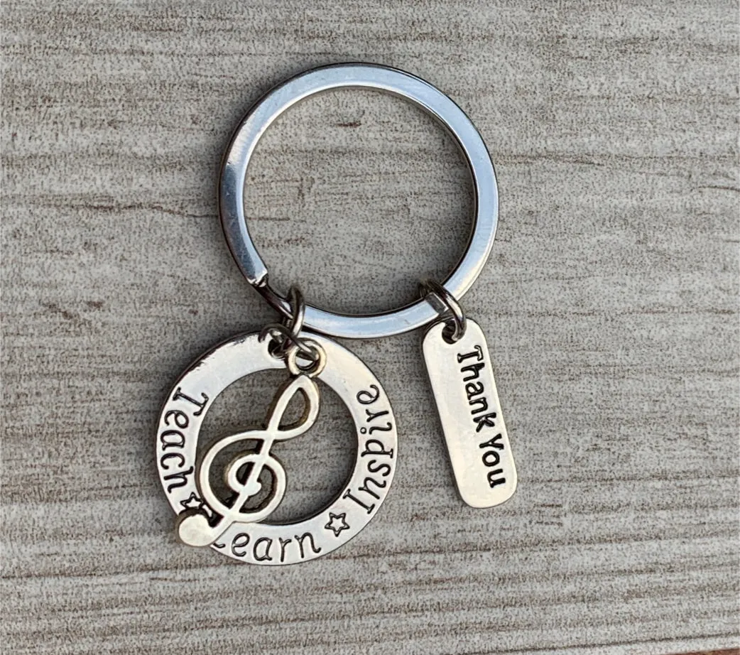 Music Teacher Keychain- Teach Learn Inspire