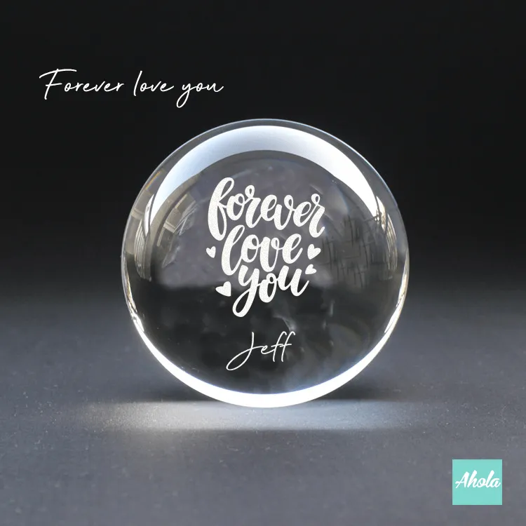 【My Love】Laser Engraved Crystal Ball and Wood Music Box  刻字愛情水晶球音樂盒