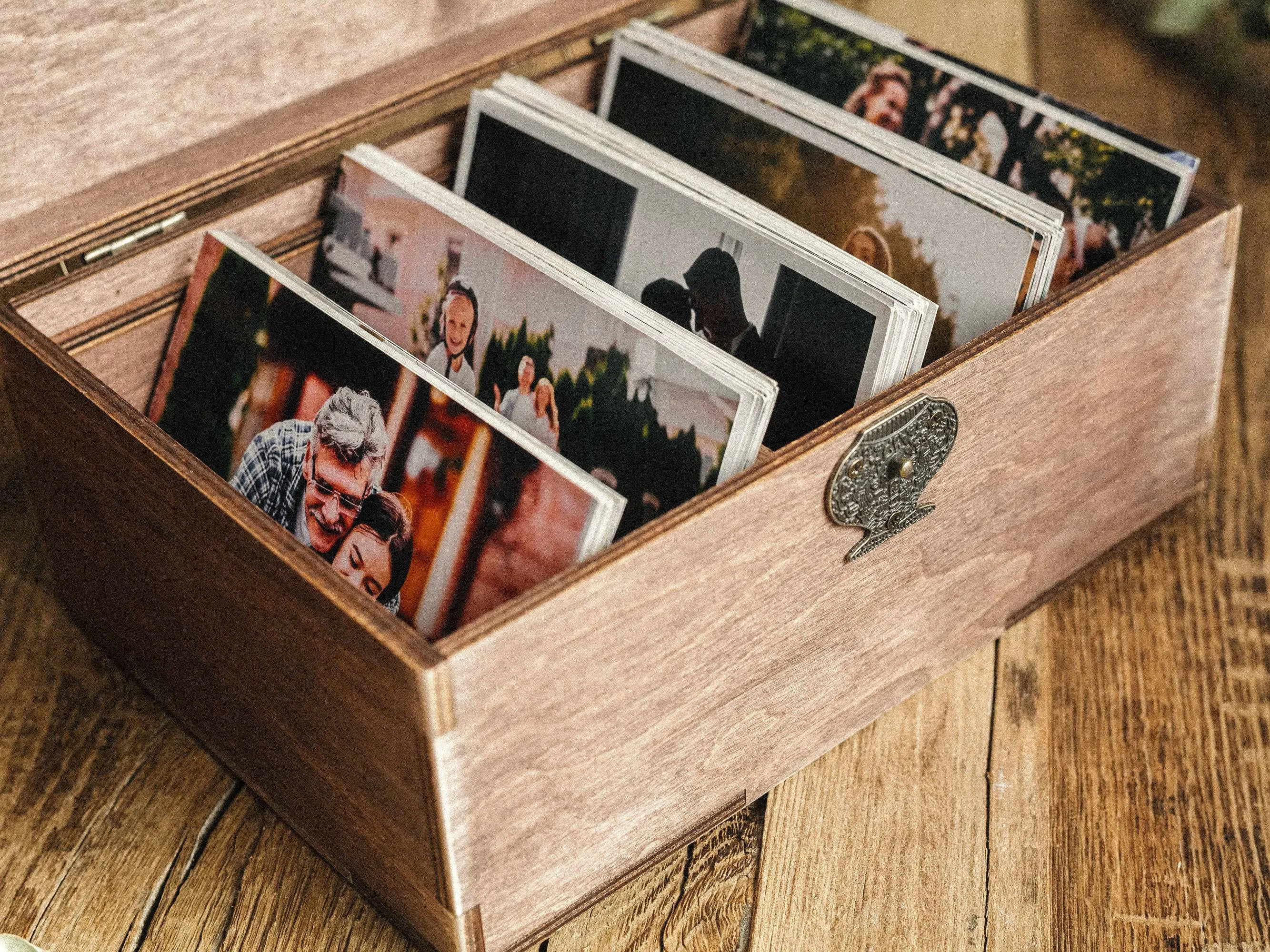 Personalized Family Photo Box - Vintage Wooden Memory Keeper