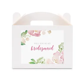 PERSONALIZED WHITE RECTANGLE PAPER BOX WITH HANDLE - FLORAL GARDEN PARTY