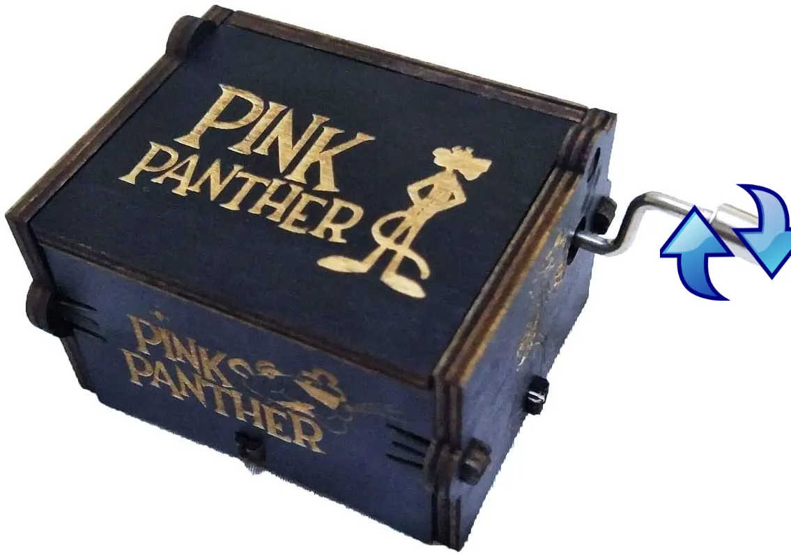 Pink Panther Wooden Handcrafted Music Box: Sleek Elegance in Timeless Black 🎶🐾