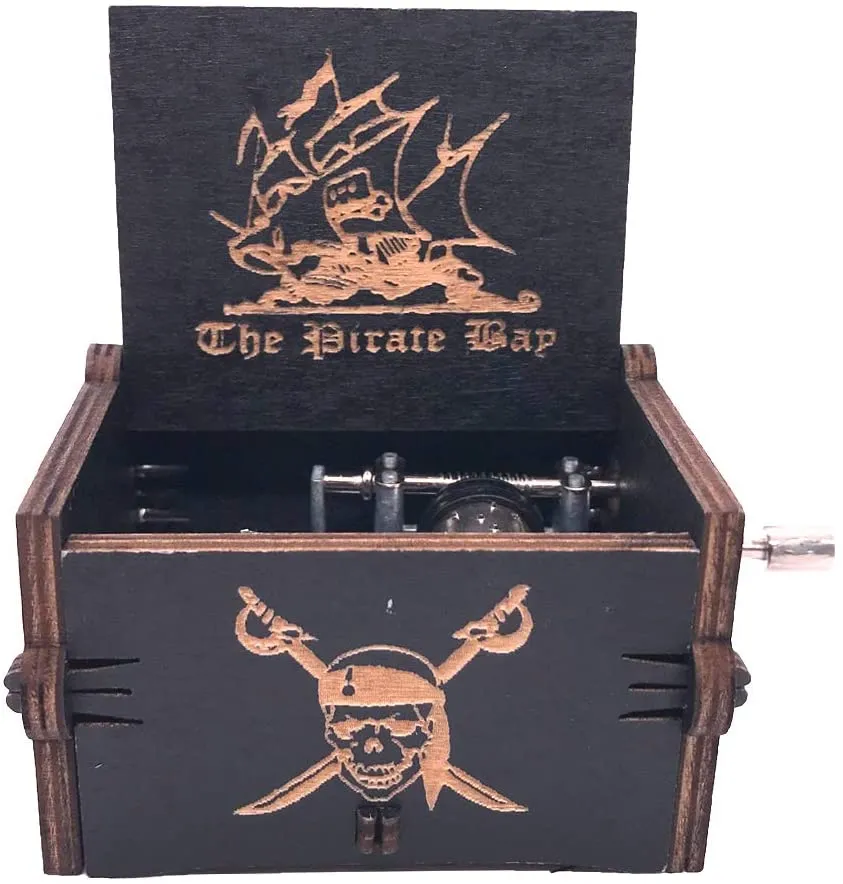 Pirates of The Caribbean Wooden Music Box: Sail into Adventure with Hand Crank (Black) 🏴‍☠️🎶