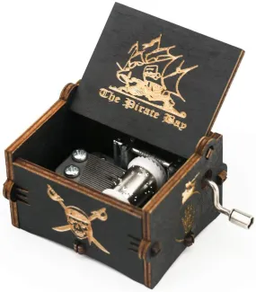 Pirates of The Caribbean Wooden Music Box: Sail into Adventure with Hand Crank (Black) 🏴‍☠️🎶